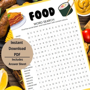 Hard Food Word Search Printable | Word Search Puzzle | Words Search Game | Printable Games | Printable Word Search | Printable Game