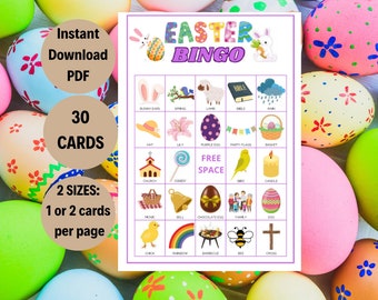 Easter Bingo Game: Spring Activity, 30 Cards (PDF Pattern)