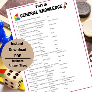 General Knowledge Trivia, General Knowledge, GK Question, Downloadable Quiz, Game Night, Family Party Games, Quiz Questions, Trivia Games