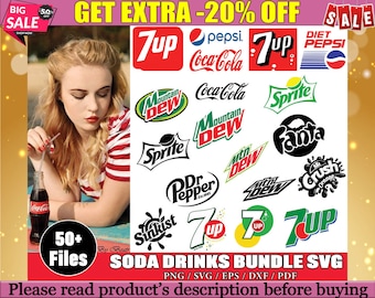Soda Drinks Svg Bundle 50+, Drinks Brand Logo Svg, Drinking Svg, Drink Logo Svg, Coca Cola Svg, Coke Logo Svg, Dr Pepper Svg