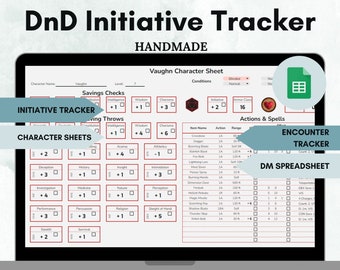 DnD Initiative Tracker | Google Sheets Combat Tracker | DM Tool Character Sheet | RPG Spreadsheet | Digital Download