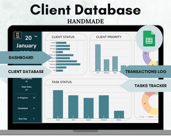 Client Tracker Spreadsheet | Business Dashboard Google Sheets | Task Manager CRM Template | Small Business Organizer