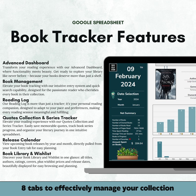 Google Sheets Book Tracker | Reading Log, Planner, Wishlist (digital ...