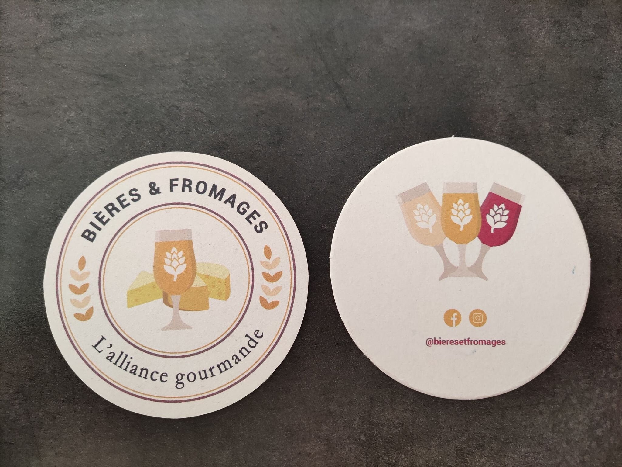 Sous Bocks Ecologique Rond Recto Verso Design Bieres et Fromages