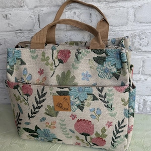 Lunchtasche, Isolierschicht, Tasche mit Reißverschluss, Canvas mit Blumenmuster, versandkostenfrei