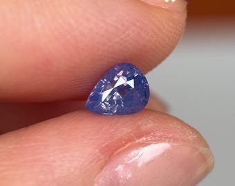 0.6ct Blue Silky Sapphire Vietnam, Pear Shape, Opalescent Sapphire, Unheat Sapphire Luc Yen