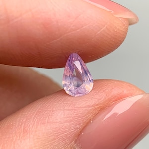 0.58ct  Natural Purplish White Silky Sapphire Viet Nam, Pear Shape, Unheat Sapphire Luc Yen