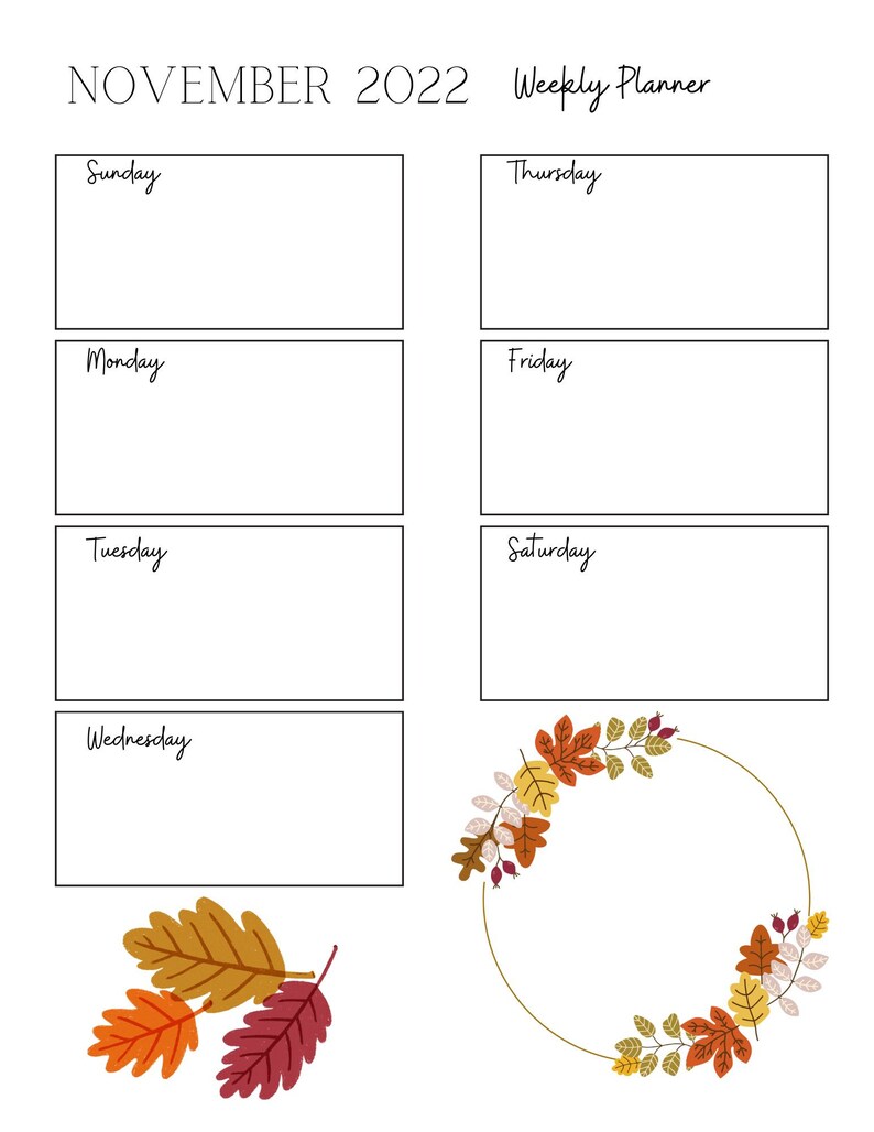 November 2022 Printable Planner Thanksgiving Planner Etsy