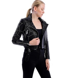 Leather jacket ladies, lambskin leather studded jacket, spider jacket, ladies leather jacket, genuine leather jacket ladies, Gifts for her