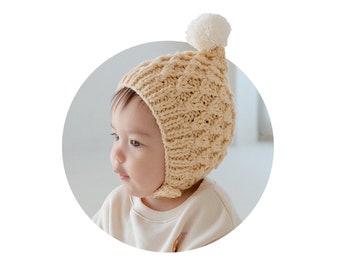 6-24 months, New Coney Elf Bell Baby Knitting Hat, Photo Prop, Baby Shower Gift, Baby Winter White Hat, Boy Knitted Hat, 1st Birthday Gift