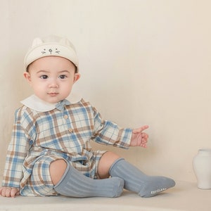 Newborn Baby Boys Jumpsuit Checkerboard Plaid Print Short Sleeve Romper  Bodysuit Playsuit Outfit Summer Clothes 