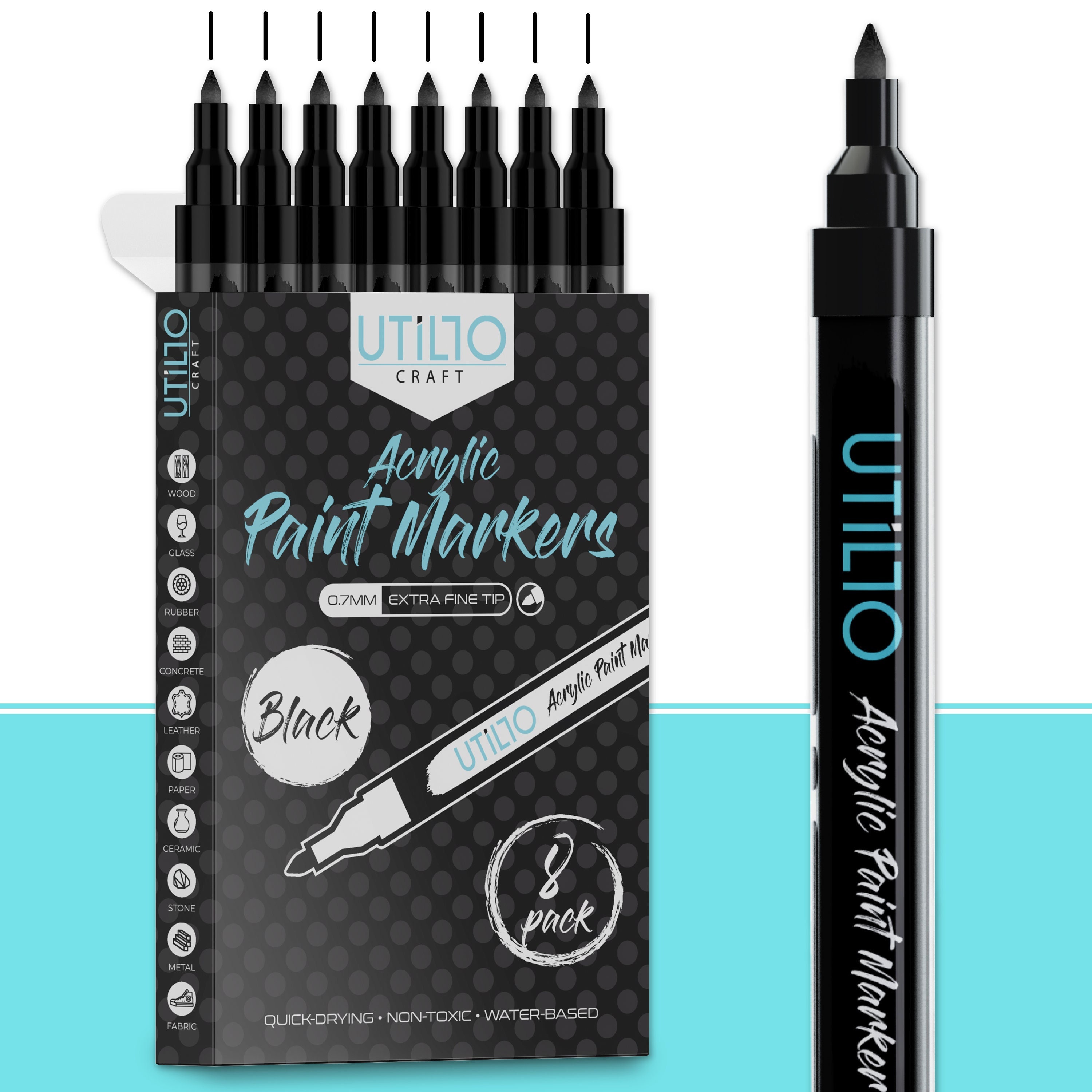 PINTAR Black Acrylic Paint Markers - Black Paint Pen as Guestbook