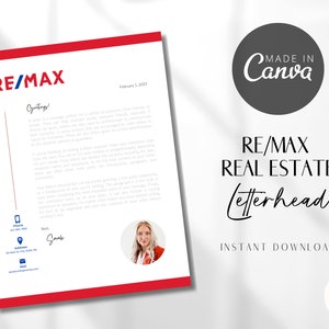 RE/MAX Papel timbrado | modelo de papel timbrado de imóveis | Para corretores de imóveis | Modelo Canva | Download instantâneo | Marketing Imobiliário | V2