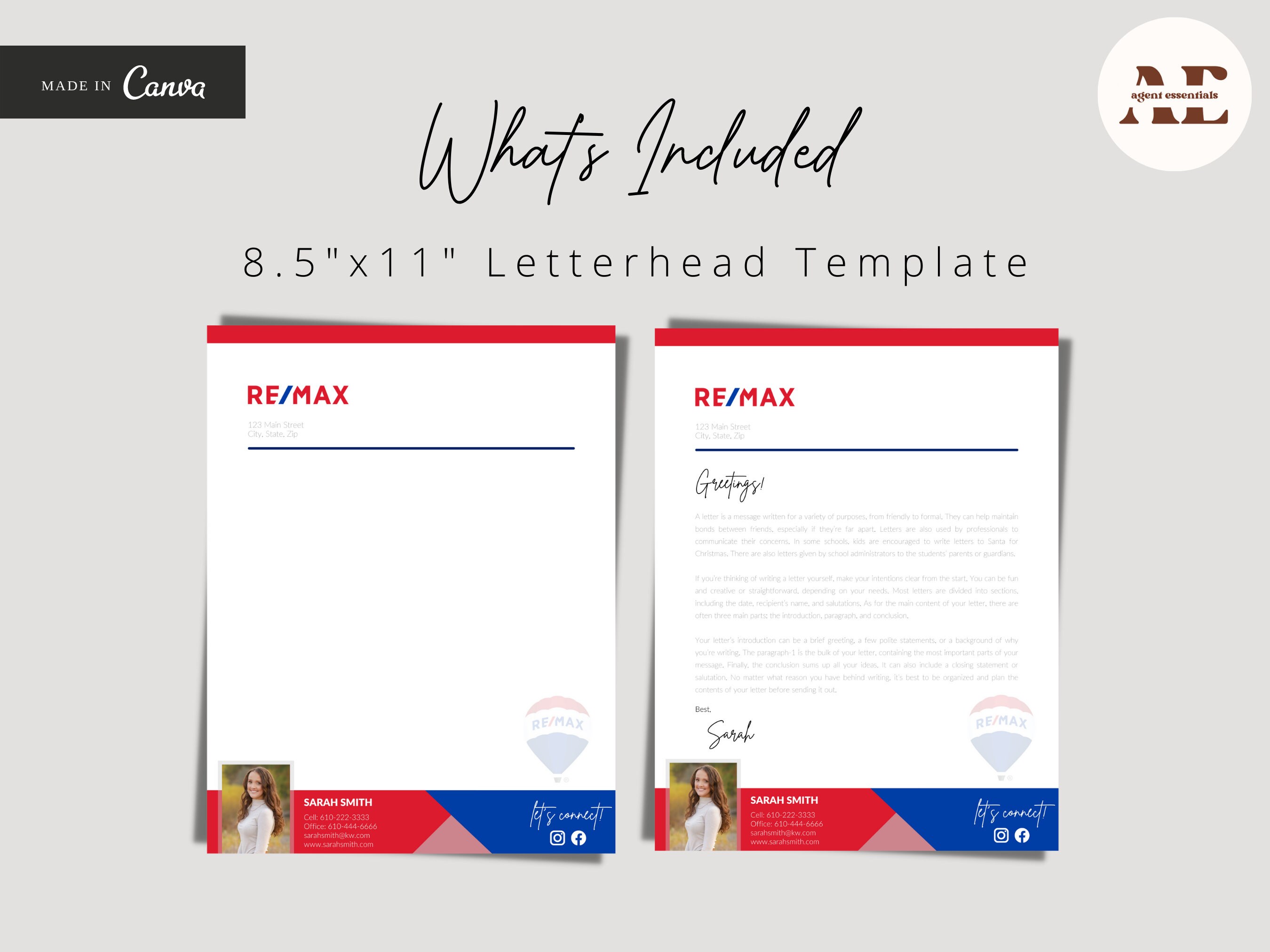 RE/MAX Letterhead Template | Real Estate Letterhead Template | for
