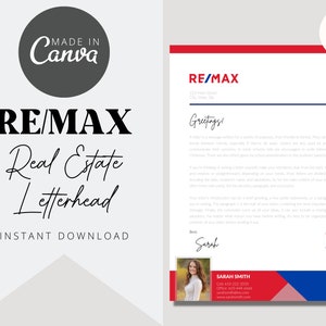 RE/MAX Letterhead Template | Real Estate Letterhead Template | For Realtors | Canva Template | Instant Download | Real Estate Marketing