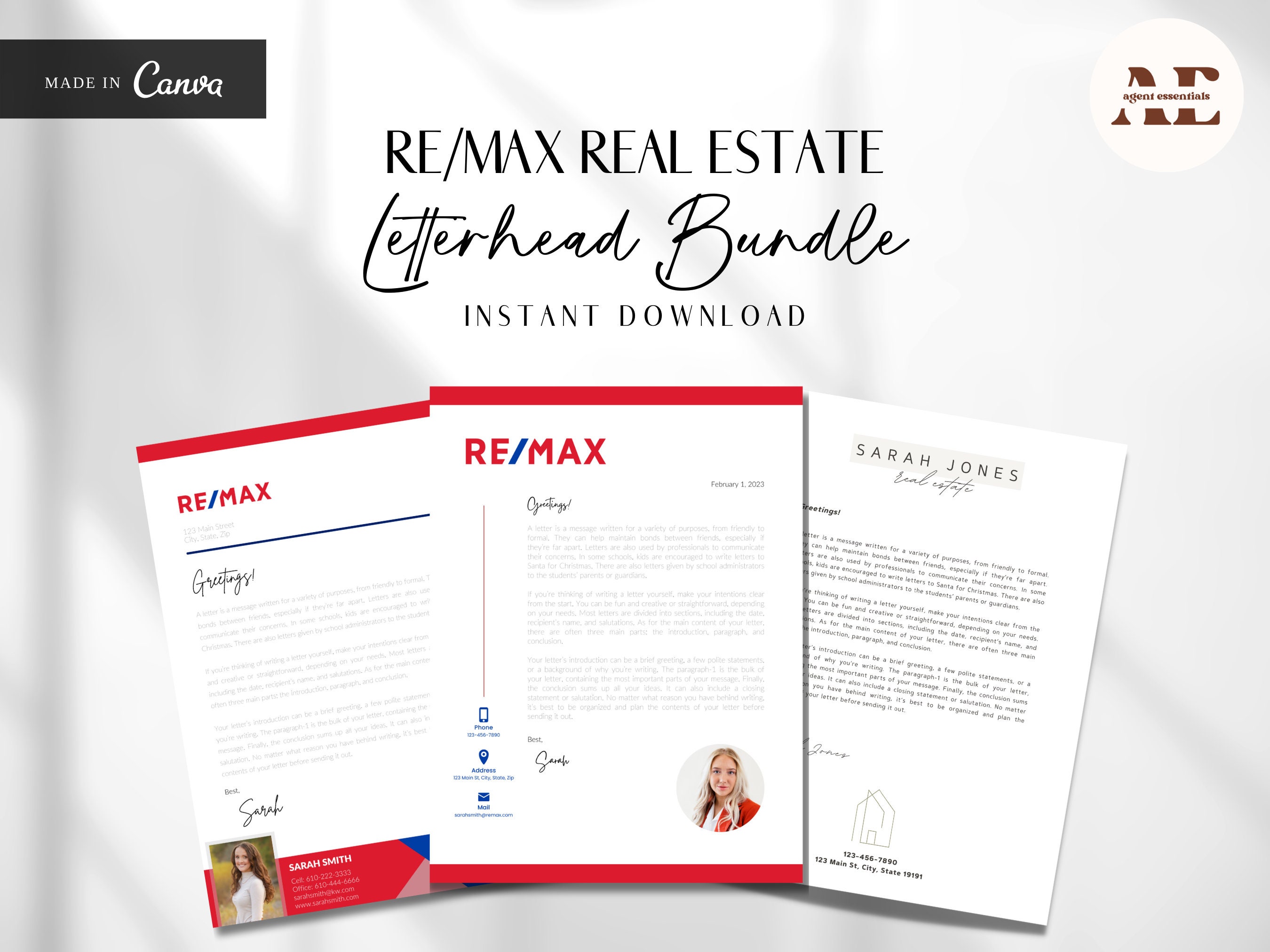 RE/MAX Letterhead Bundle Real Estate Letterhead Template for Realtors