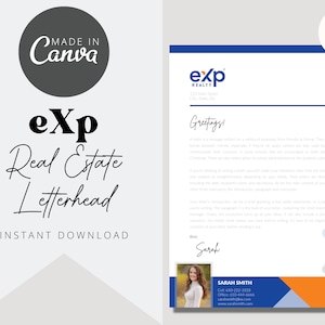 Plantilla de membrete eXp / Plantilla de membrete inmobiliario / Para agentes inmobiliarios / Plantilla Canva / Descarga instantánea / Marketing inmobiliario