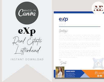 eXp Letterhead Template | Real Estate Letterhead Template | For Realtors | Canva Template | Instant Download | Real Estate Marketing