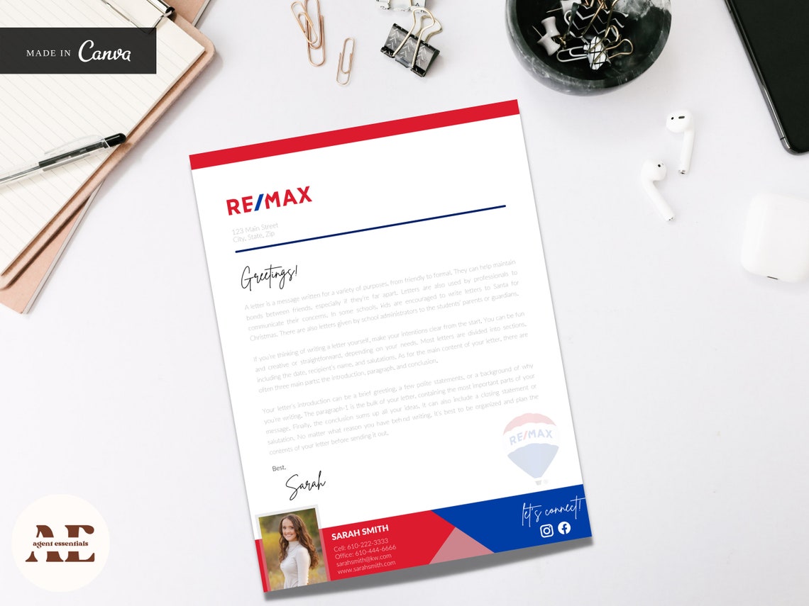 RE/MAX Letterhead Template | Real Estate Letterhead Template | for ...