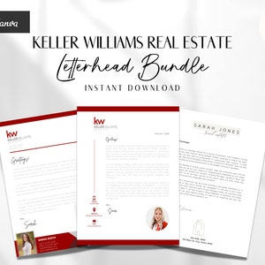 Paquete de membrete de Keller Williams / Plantilla de membrete de bienes raíces / Para agentes inmobiliarios / Canva / Descarga instantánea / Marketing inmobiliario