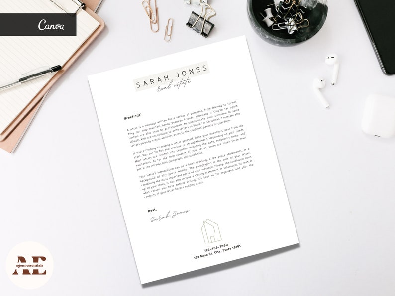 Realtor Letterhead Real Estate Letterhead Template for Realtors Canva