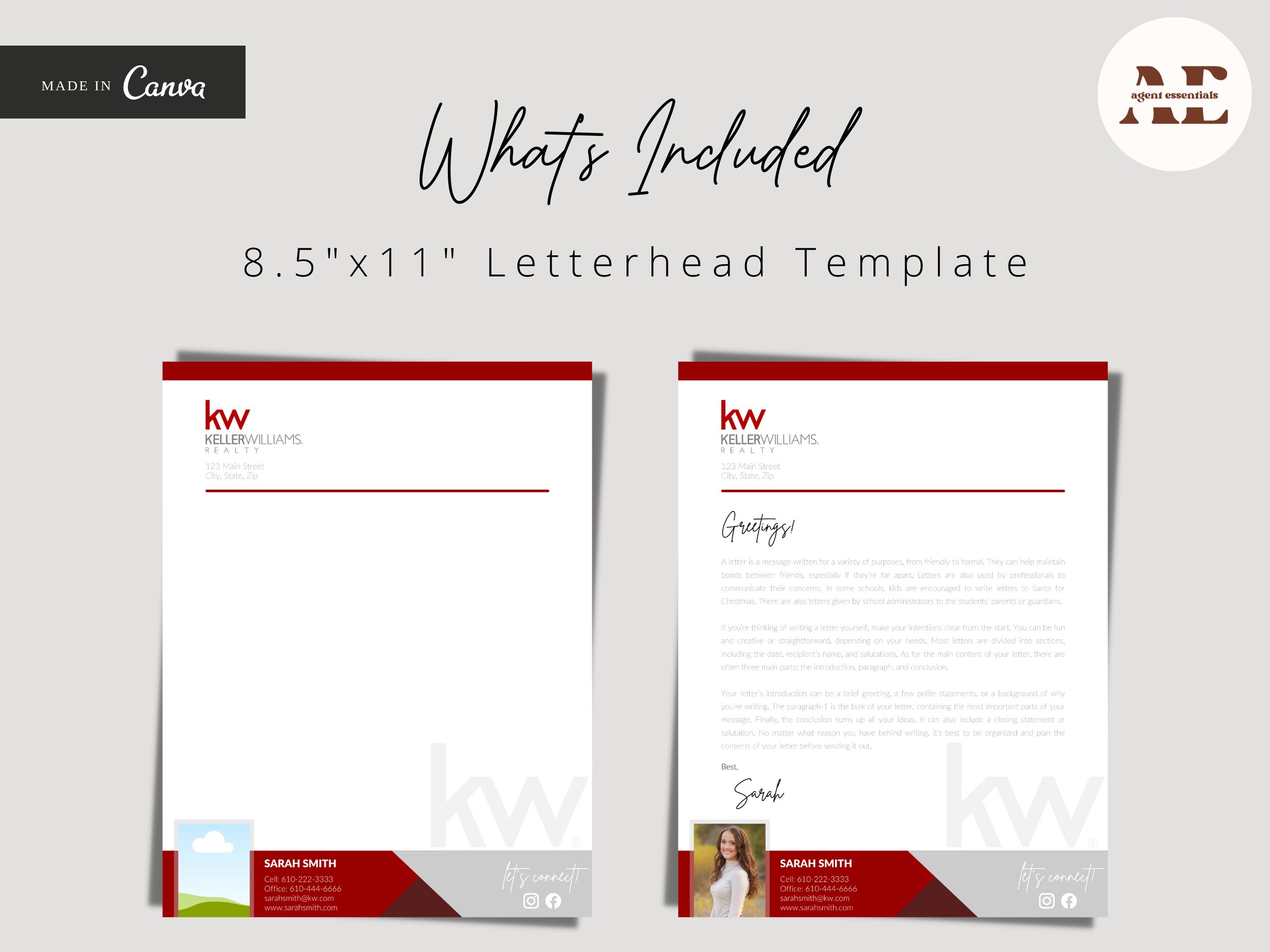 Keller Williams Letterhead Real Estate Letterhead Template Etsy