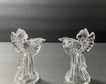 Marquis Waterford Crystal Angel Taper Candle Holders, Christmas Candle Holders, Religious Candle Holders