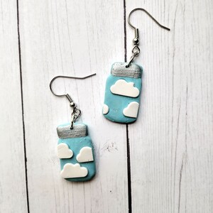 Jar Full of Sky Earrings, Polymer Clay Earrings