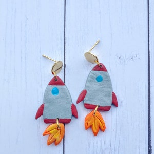Rocket Earrings, Polymer Clay Earrings