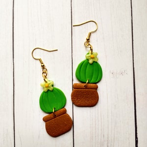 Cactus Plant Pot Earrings, Polymer Clay Earrings