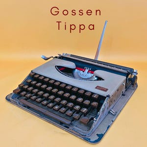 Working Grey Typewriter Gossen Tippa 1950s Typewriter Manual Retro Gift for Writers Housewarming Portable German Typewriter Office Retro
