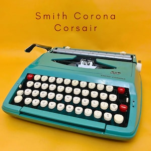 Working Typewriter Smith Corona Corsair Blue Typewriter with Case Portable Manual Typewriter Gift Writers 1970s Retro Collectors Modernist