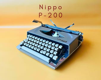 Working Typewriter Nippo P-200 Beige Typewriter with Case Manual Typewriter QWERTY 1970s Retro Typewriter Gift Writer Modernist Office Gift