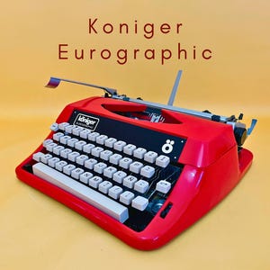 Working Typewriter with Case Koniger Eurographics Red Typewriter with Case Manual Typewriter Gift Writer Midcentury Retro Office Decor