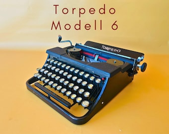Working Typewriter Torpedo Modell 6 1930s Black Enamel German Manual Typewriter QWERTY Rare Collectible Typewriter Gift