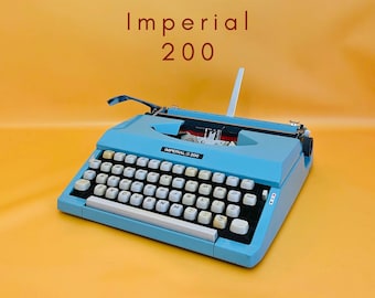 Working Typewriter Imperial 200 Blue Typewriter with Case QWERTY Typewriter 1970s Retro Gift for Writer Portable Typewriter Japanese