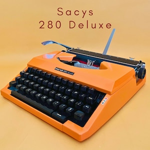 Working Typewriter Sacys 280 De Luxe Orange Typewriter Manual Typewriter 70s Retro Gift for Writer Typewriter with Case Portable Typewriter