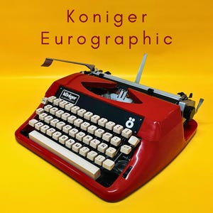 Working Typewriter with Case Koniger Eurographics Red Typewriter with Case Manual Typewriter Gift Writer Midcentury Retro Office Decor