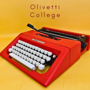 Working Typewriter Olivetti College 1970s Red Manual Typewriter Portable Retro Gift for Writers Housewarming Retro Gift Modernist Office