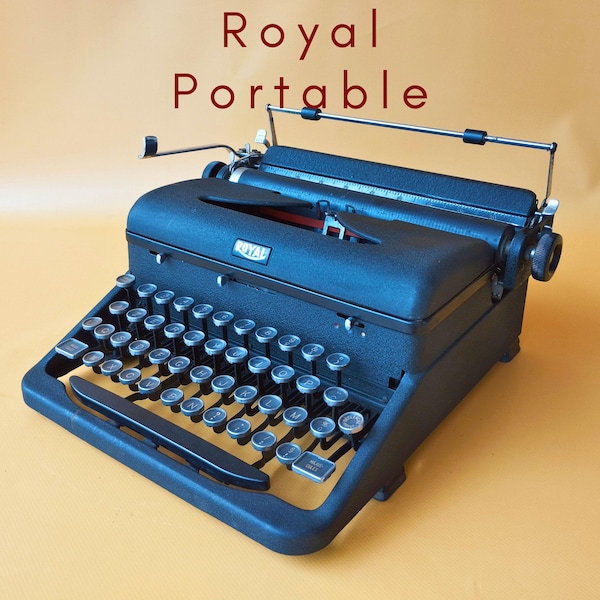Máquina de escribir portátil Royal, de los años 30, color negro, manual, AZERTY, coleccionable, regalo, escritor, modernista, oficina, decoración retro.