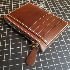 Cartera con cremallera -Cartera de cuero hecha a mano con cremallera