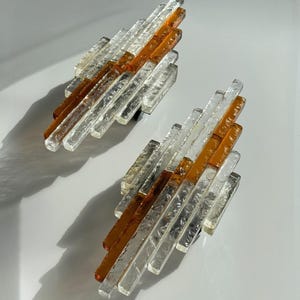 Vintage Italian Wall Sconces by Poliarte – Set of 2 – 1970s Brutalist Glass