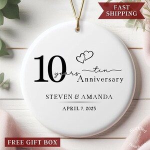 Personalized Tenth Anniversary Ornament, Wedding Anniversary Ornament, Custom Wedding Anniversary Gift, Married Ornament Mr Mrs 10th Wedding