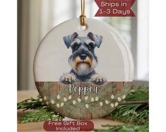Schnauzer Personalized Name Ornament Schnauzer Watercolor Image Ornament Dog Name Ornament Dog Ornament Dog Lover Ornament Dog Mom Ornament