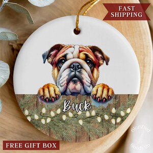 Bulldog Ornament Personalized Bulldog Ornament Dog Name Ornament Dog Ornament Dog Lover Ornament Bulldog Mom Ornament Family Bulldog Name