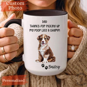 Personalized Pet Portrait Mug Coffee Cup with Funny Saying, Custom Dog Mug Gifts for Dog Lovers, Dog Dad Gift, Custom Pet Mug, Pet Photo Mug