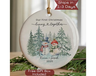 Custom Couple Ornament for First Christmas Living Together, Personalized Girlfriend Ornament, Boyfriend Ornament, Couples Christmas Ornament