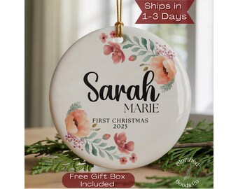 Personalized Babys First Christmas Ornament, Newborn Keepsake, Custom Baby Ornament, First Christmas Ornament, Baby Name Ornament, Babys 1st