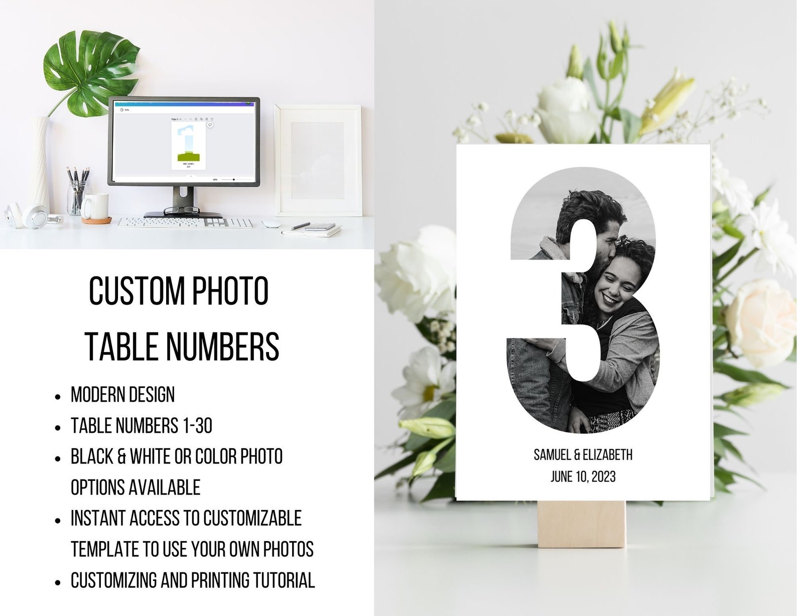 Custom Personalized Photo Picture Table Number for Wedding, Event ...