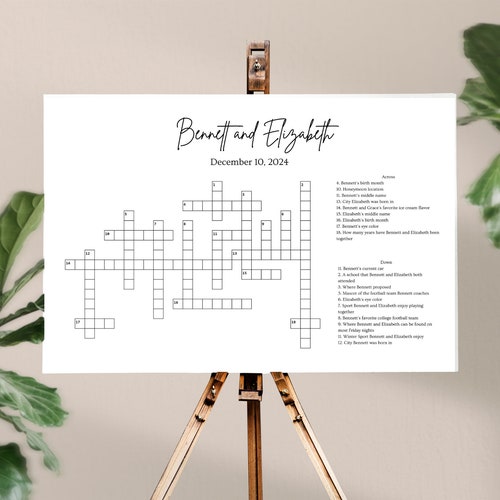 Custom Wedding Crossword Puzzle Cocktail Hour Wedding or Etsy